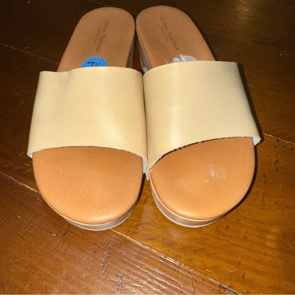 Donna Toscana Tan Slides/Heel leather upper size 7.5 made in Italy